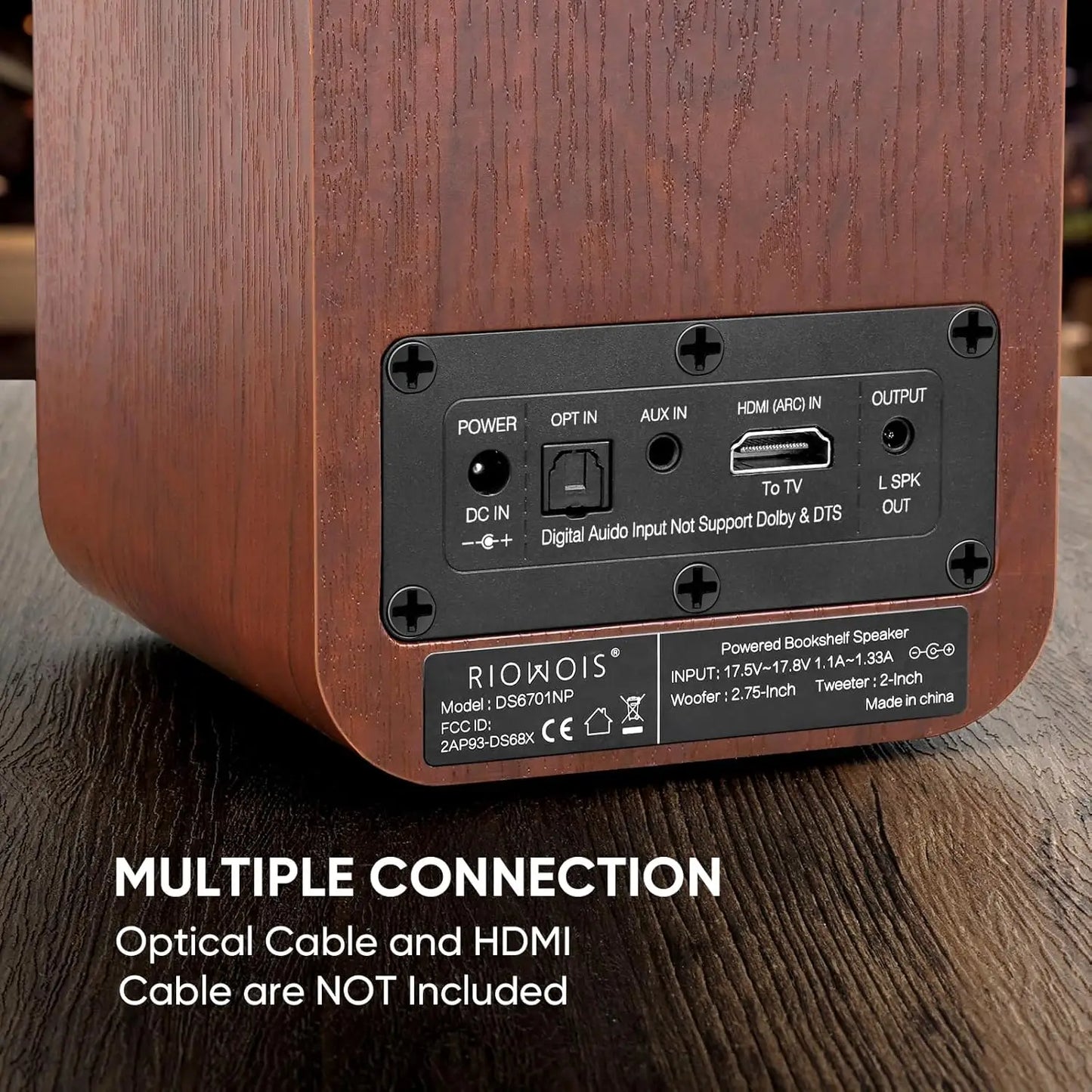 40W Bluetooth Bookshelf Speakers with Woofer, Optical/AUX/TV-ARC for Turntable, No Amplifier Needed