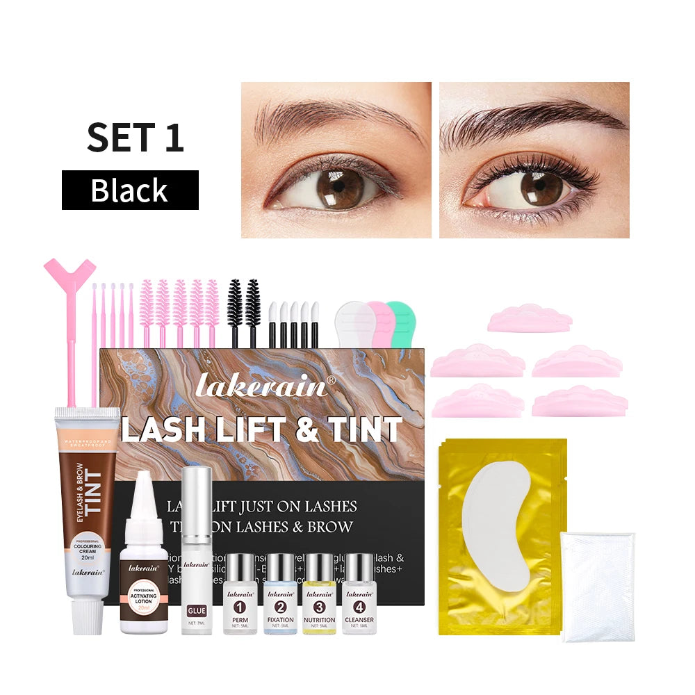 Lakerain 2in1 Lash Lift and Tint Kit Lashes Tint Brow Lashes Tint Brow Dye Eyelash Perm Kit For Lash Brow Lift