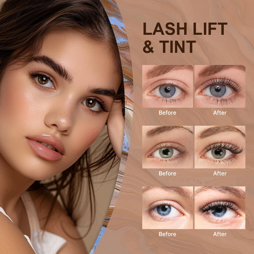 Lakerain 2in1 Lash Lift and Tint Kit Lashes Tint Brow Lashes Tint Brow Dye Eyelash Perm Kit For Lash Brow Lift