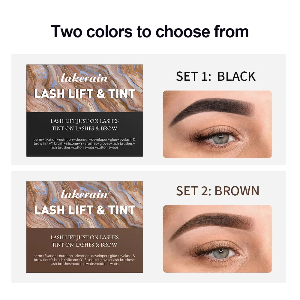 Lakerain 2in1 Lash Lift and Tint Kit Lashes Tint Brow Lashes Tint Brow Dye Eyelash Perm Kit For Lash Brow Lift