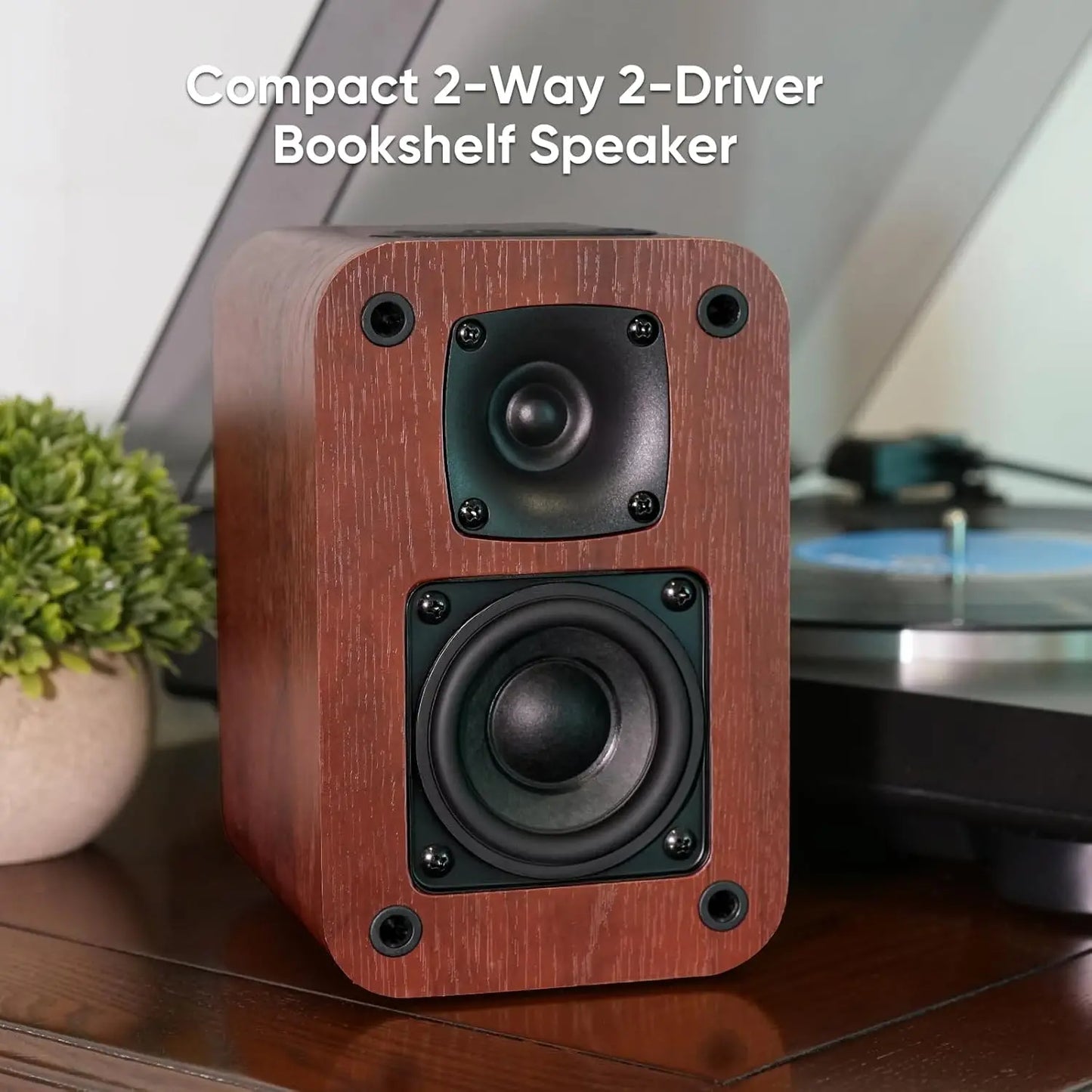 40W Bluetooth Bookshelf Speakers with Woofer, Optical/AUX/TV-ARC for Turntable, No Amplifier Needed