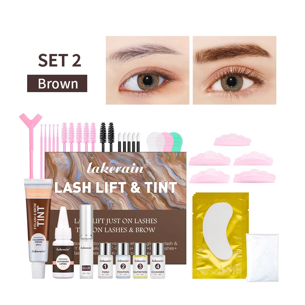 Lakerain 2in1 Lash Lift and Tint Kit Lashes Tint Brow Lashes Tint Brow Dye Eyelash Perm Kit For Lash Brow Lift