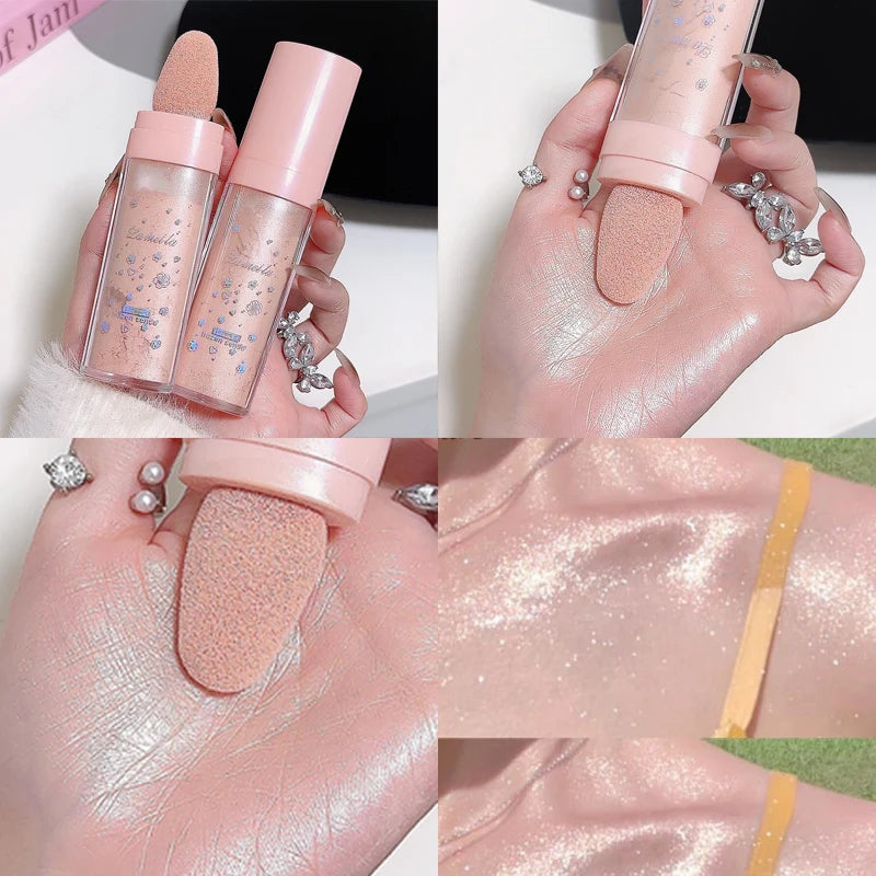 Highlighter Powder Ultra-fine Pearls Diamond Shine - Face & Body Brightening Champagne Gold Shimmer for Clavicle Glow