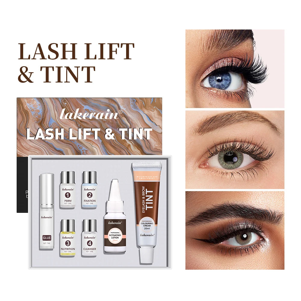Lakerain 2in1 Lash Lift and Tint Kit Lashes Tint Brow Lashes Tint Brow Dye Eyelash Perm Kit For Lash Brow Lift