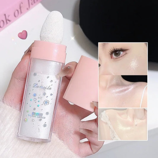 Highlighter Powder Ultra-fine Pearls Diamond Shine - Face & Body Brightening Champagne Gold Shimmer for Clavicle Glow