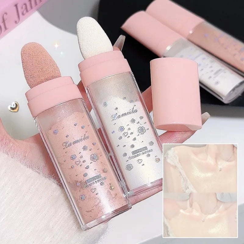 Highlighter Powder Ultra-fine Pearls Diamond Shine - Face & Body Brightening Champagne Gold Shimmer for Clavicle Glow
