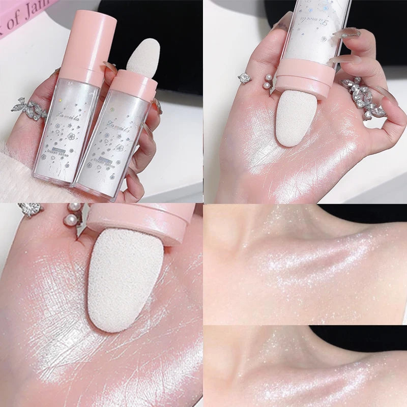 Highlighter Powder Ultra-fine Pearls Diamond Shine - Face & Body Brightening Champagne Gold Shimmer for Clavicle Glow
