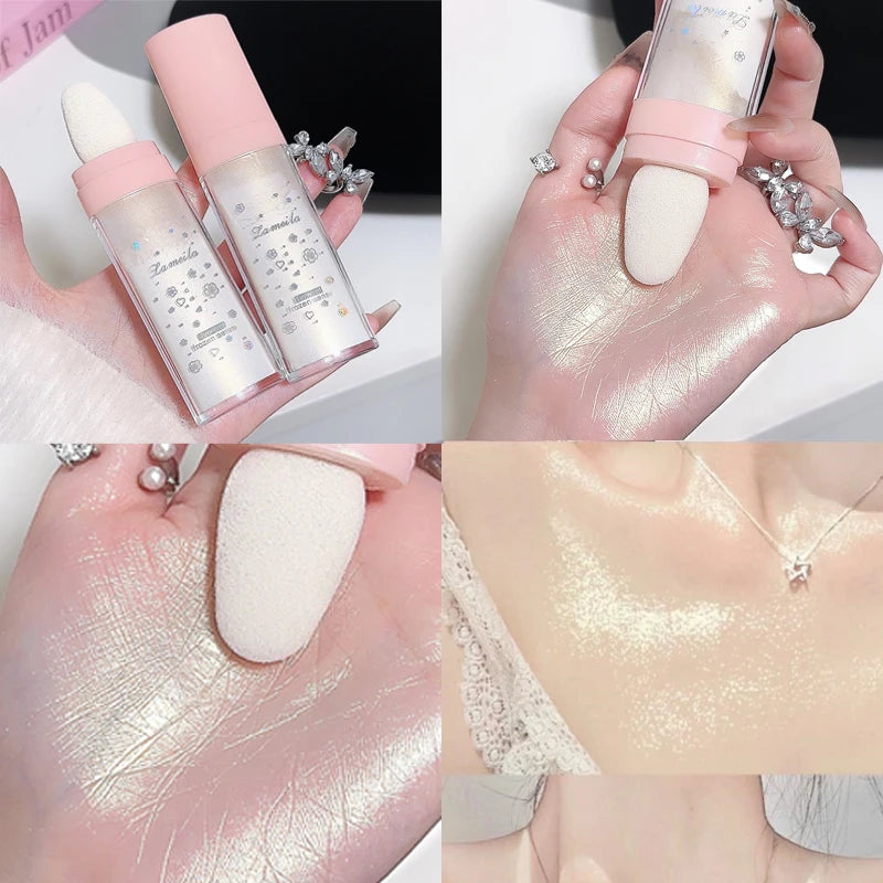 Highlighter Powder Ultra-fine Pearls Diamond Shine - Face & Body Brightening Champagne Gold Shimmer for Clavicle Glow