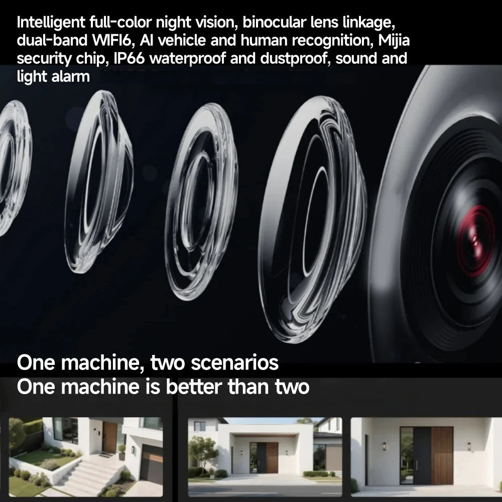 New Xiaomi Outdoor Camera 4 Dual Lens 5MP 3K HD Dual View Monitoring Panoramic Closeup Tracking IP66 Weatherproof AntiTheft - CN