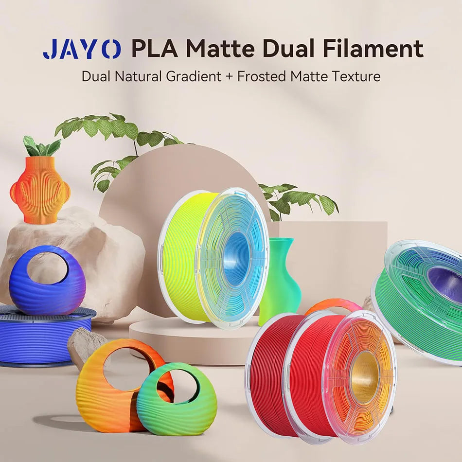 JAYO PLA Matte Dual Color 3D Filament 1.75mm PLA Matte 3D Printer Filament 5Rolls/Set PLA Filament Smooth Matte Finish